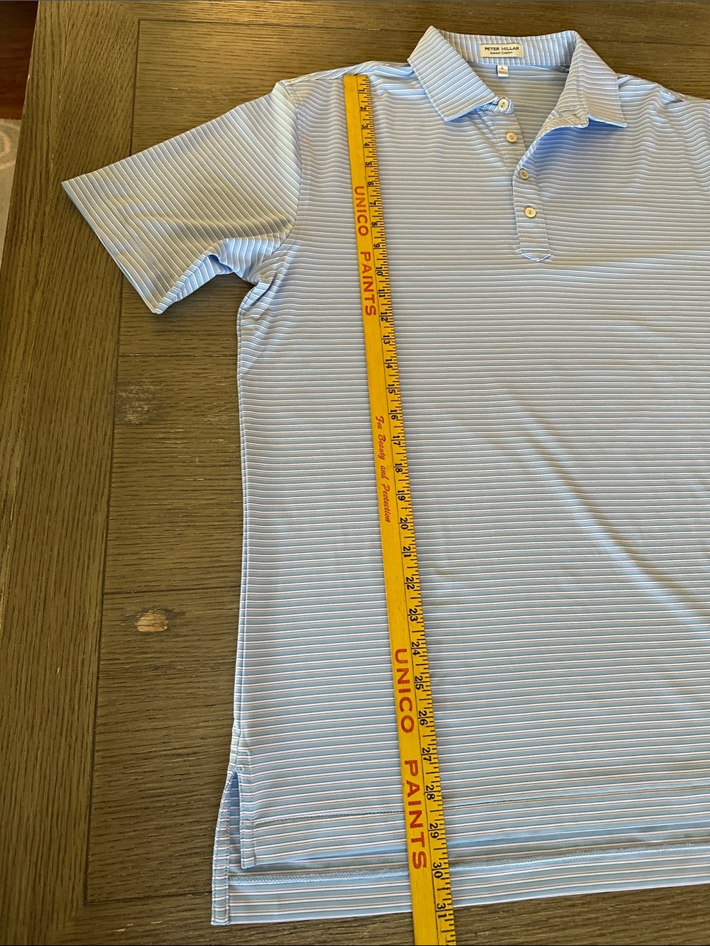 Peter Millar Summer Comfort performance polo blue with pink & white stripe L - Picture 6 of 9